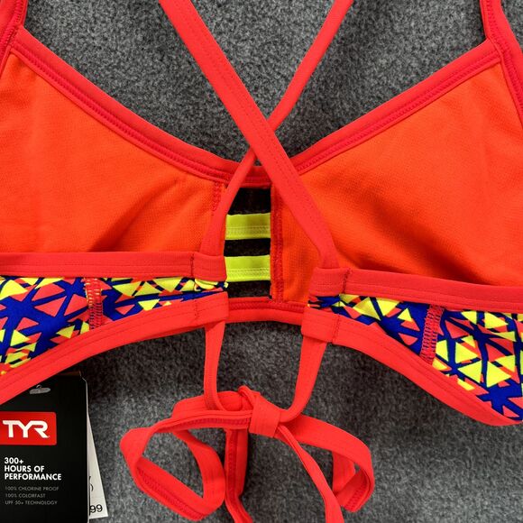 TYR Bikini Top Womens Large 10 12 Red Modena Pacific Tie back Swimwear - Picture 13 of 16